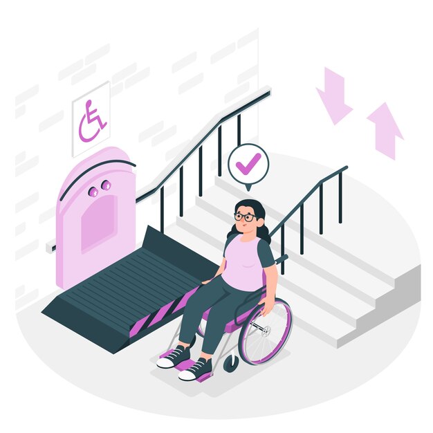 Ilustración del concepto de ascensor para sillas de ruedas