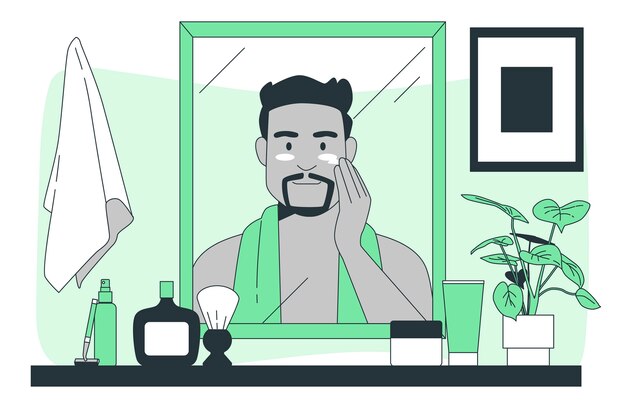 Ilustración del concepto de aseo masculino