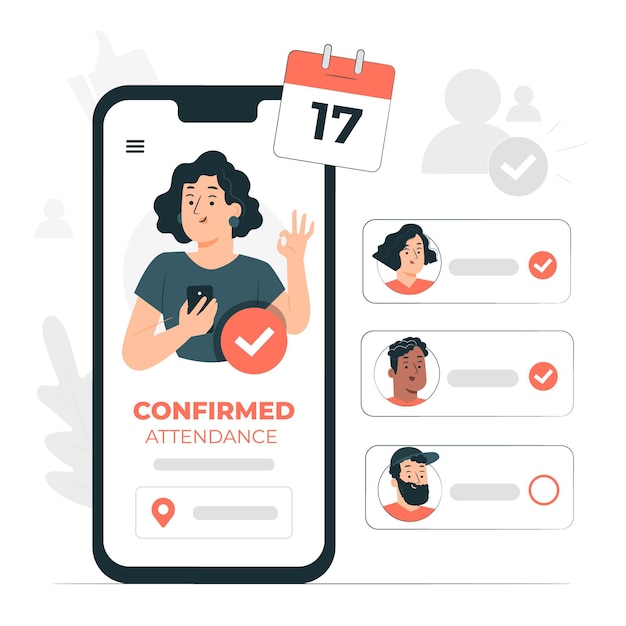 Vector gratuito ilustración del concepto de asistencia confirmada