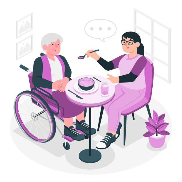 Ilustración del concepto de atención a los ancianos