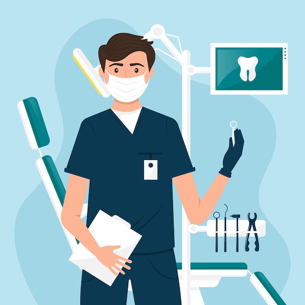 Vector gratuito ilustración de concepto de atención dental plana