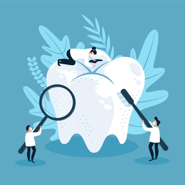 Ilustración de concepto de atención dental plana