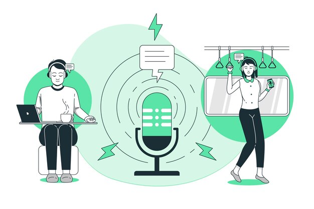 Ilustración del concepto de audiencia de podcast