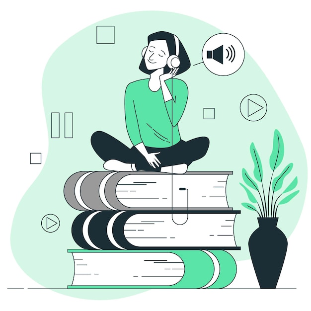 Ilustración del concepto de audiolibro