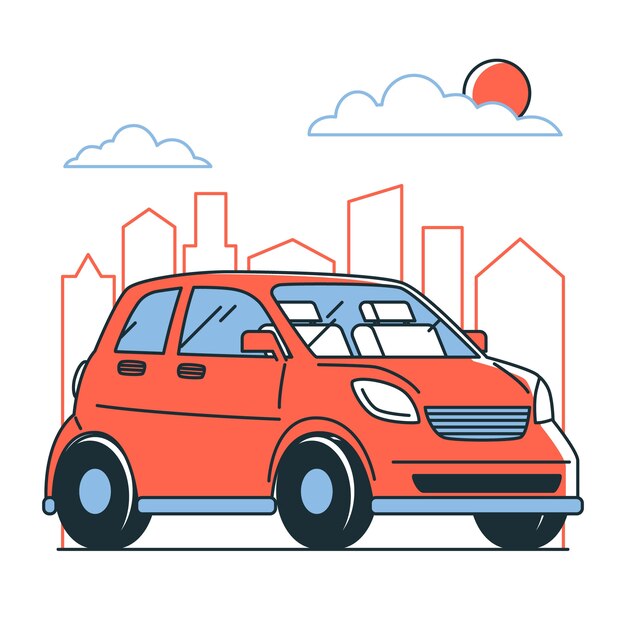 Ilustración del concepto de automóvil pequeño