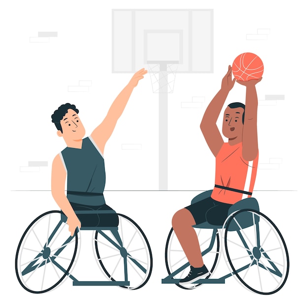Ilustración del concepto de baloncesto en silla de ruedas