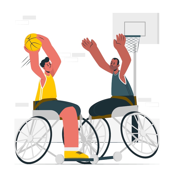 Vector gratuito ilustración del concepto de baloncesto en silla de ruedas