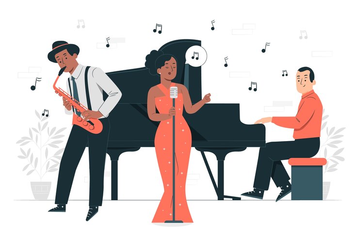 Vector gratuito ilustración del concepto de banda de jazz