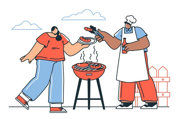 Ilustración del concepto de barbacoa