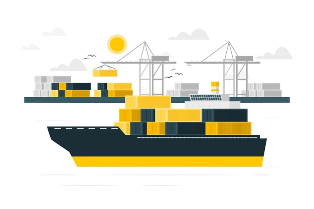 Ilustración de concepto de barco de contenedores