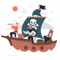 Vector gratuito ilustración del concepto de barco pirata