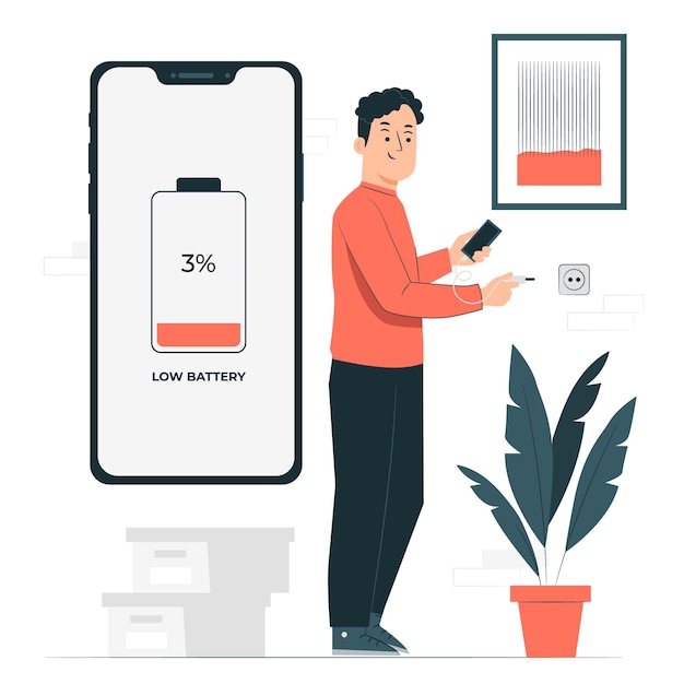 Ilustración del concepto de batería baja