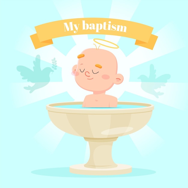 Vector gratuito ilustración de concepto de bautismo de dibujos animados