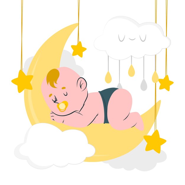 Ilustración de concepto de bebé durmiendo