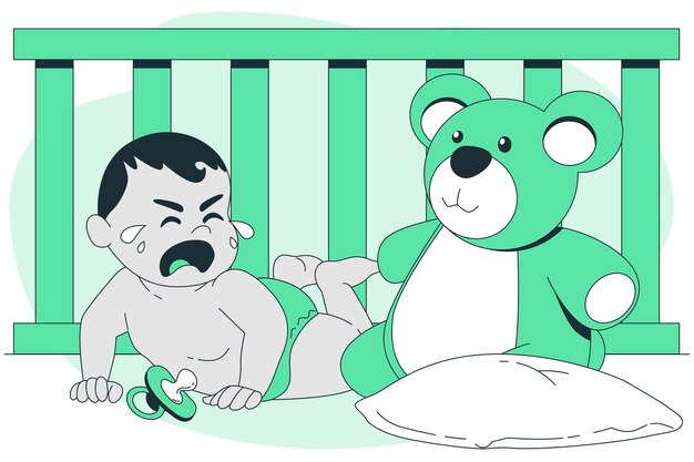 Ilustración del concepto del bebé llorando