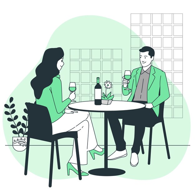 Ilustración del concepto de beber vino