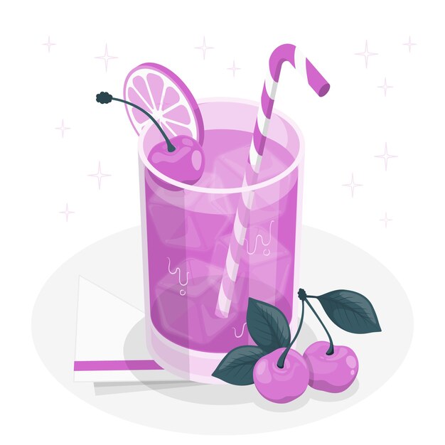 Ilustración del concepto de bebida de cereza