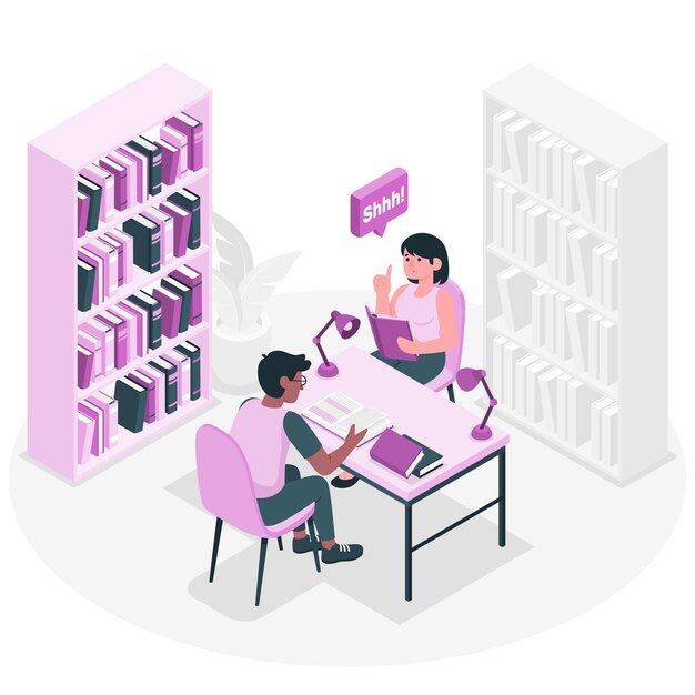 Ilustración del concepto de biblioteca