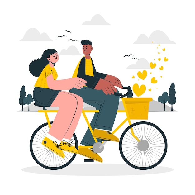 Ilustración de concepto de bicicleta de pareja