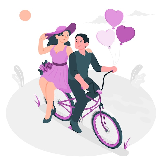 Ilustración de concepto de bicicleta de pareja