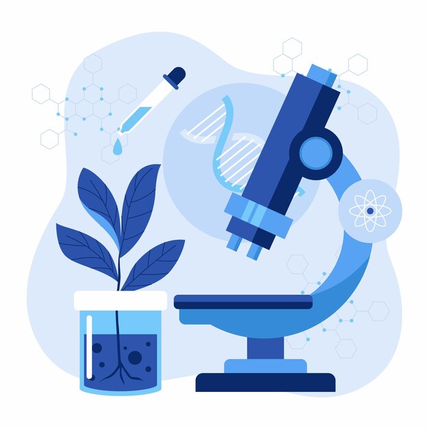 Ilustración de concepto de biotecnología plana