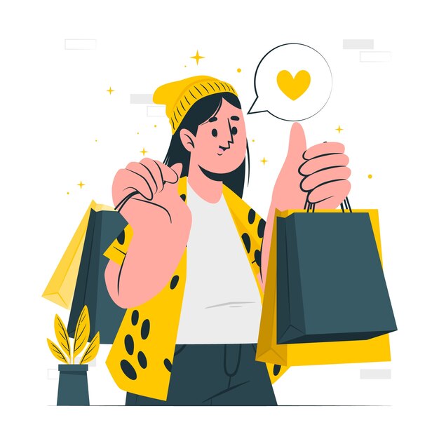 Ilustración del concepto de bolsa de compras