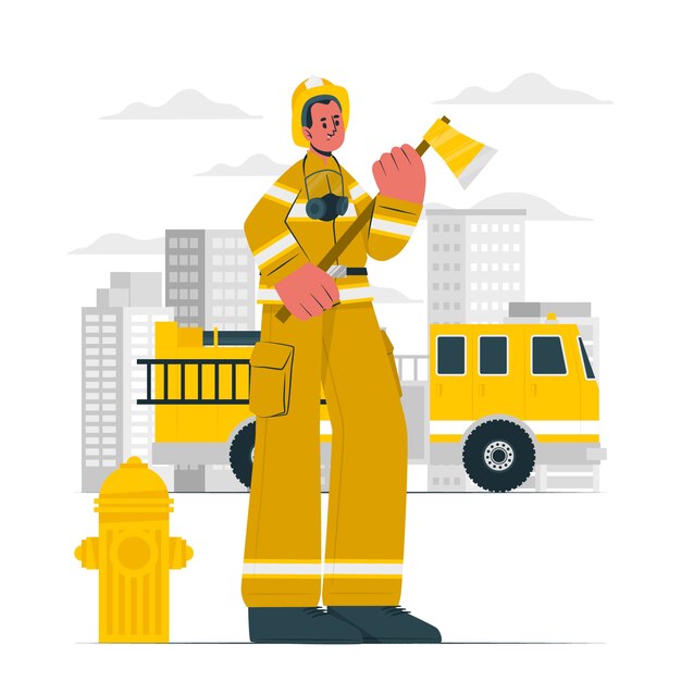 Ilustración del concepto de bombero