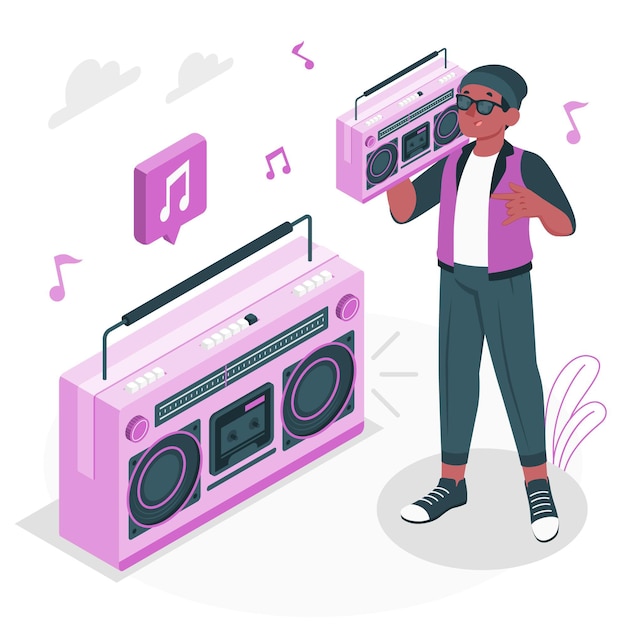 Ilustración del concepto de boombox