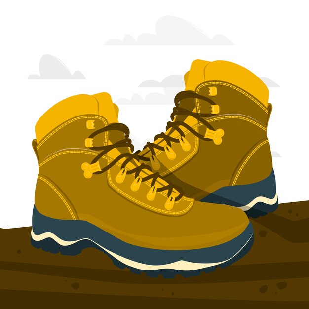 Ilustración del concepto de botas de senderismo