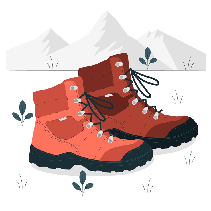 Vector gratuito ilustración del concepto de botas de senderismo