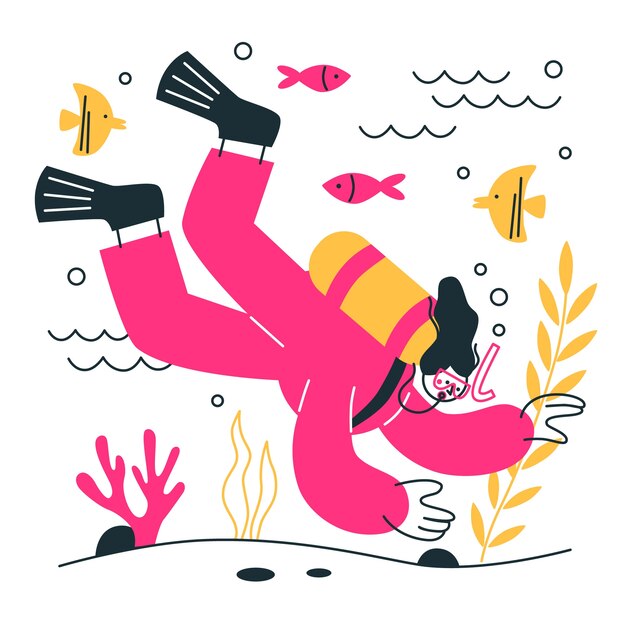 Ilustración del concepto de buceo
