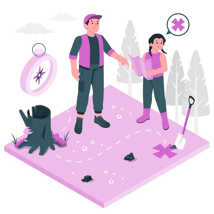 Vector gratuito ilustración del concepto de búsqueda del tesoro