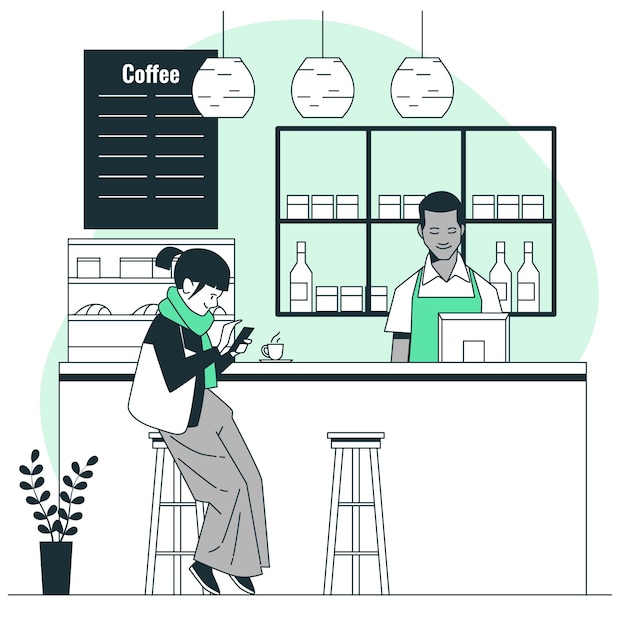 Vector gratuito ilustración de concepto de cafetería