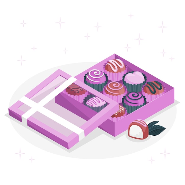 Ilustración del concepto de la caja de chocolate
