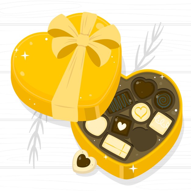 Ilustración del concepto de la caja de chocolate