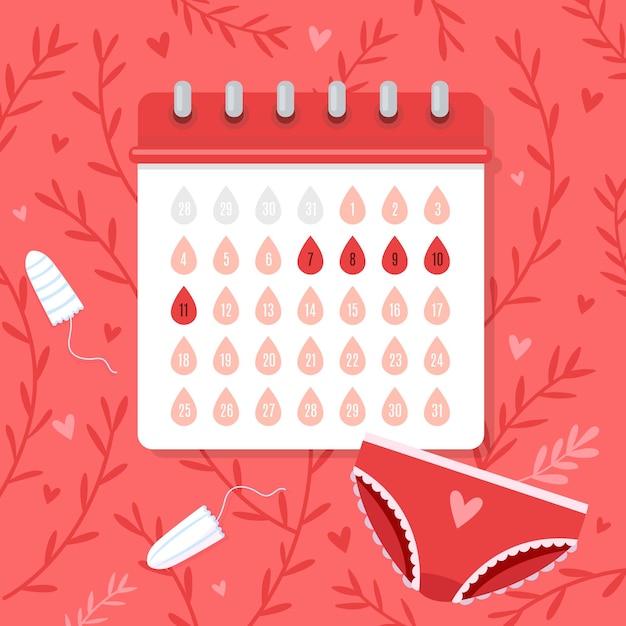 Vector gratuito ilustración de concepto de calendario menstrual rojo