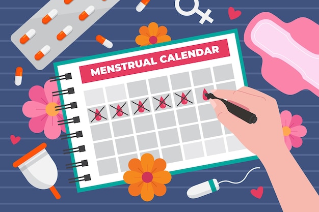 Ilustración de concepto de calendario menstrual