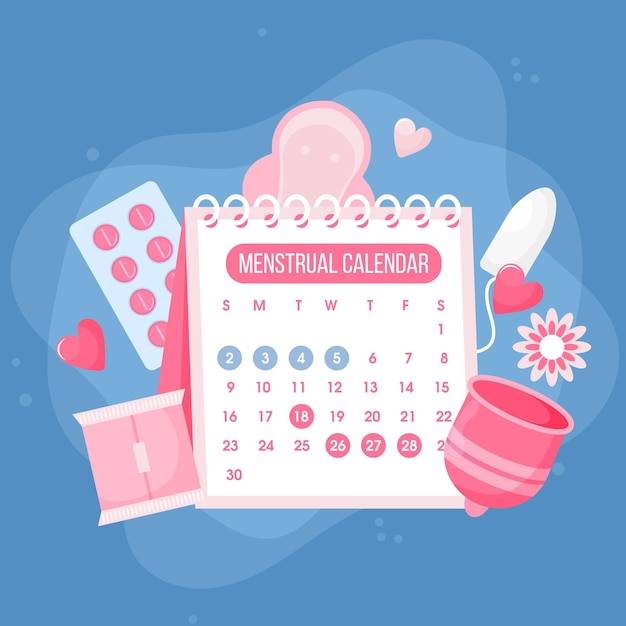 Ilustración de concepto de calendario menstrual