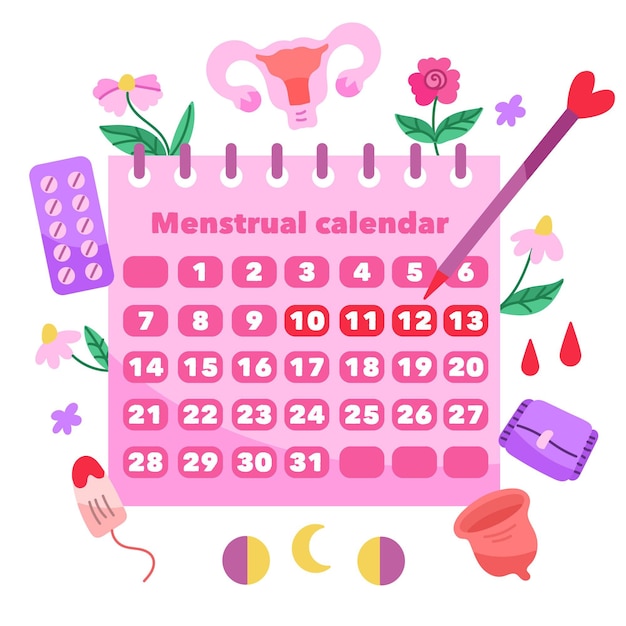 Ilustración de concepto de calendario menstrual