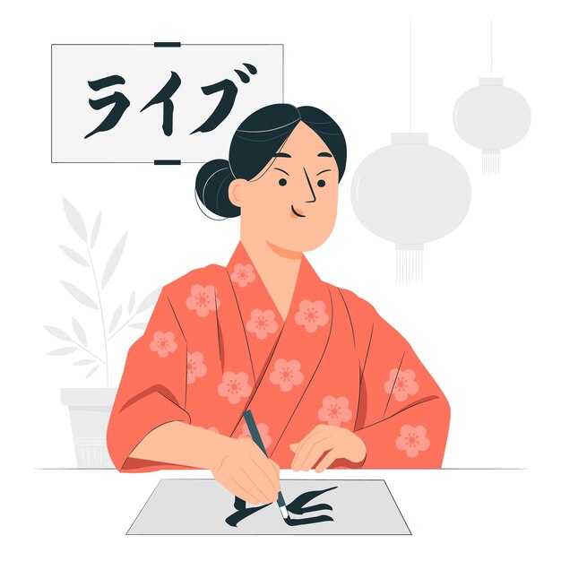 Ilustración de concepto de caligrafía japonesa