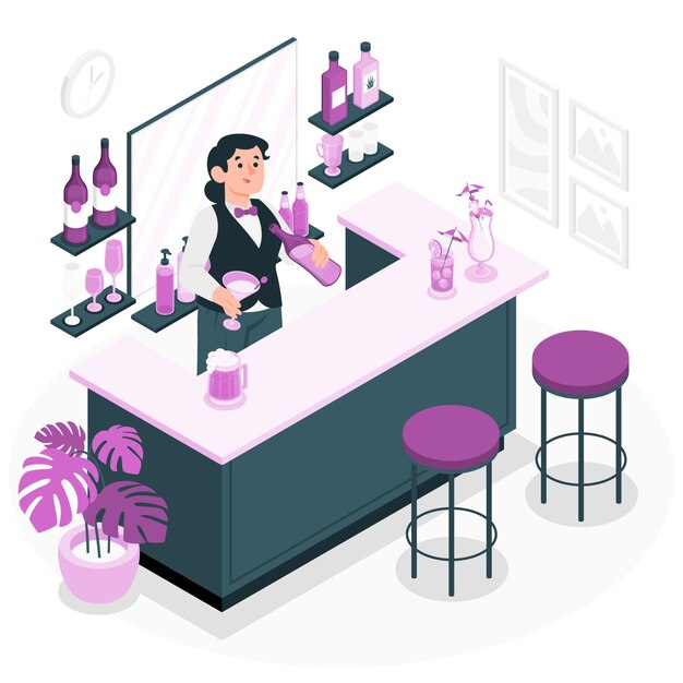 Ilustración de concepto de camarero de cóctel