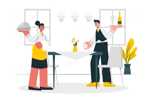 Ilustración del concepto de camareros