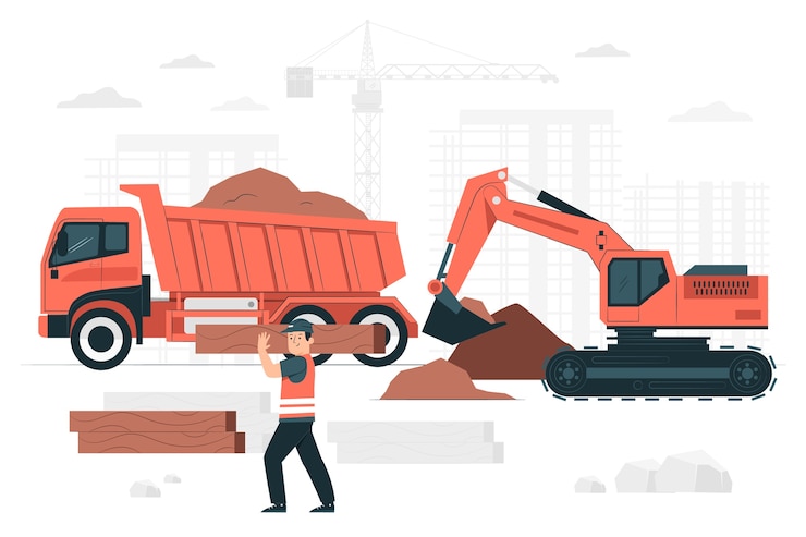 Vector gratuito ilustración del concepto de camión de construcción