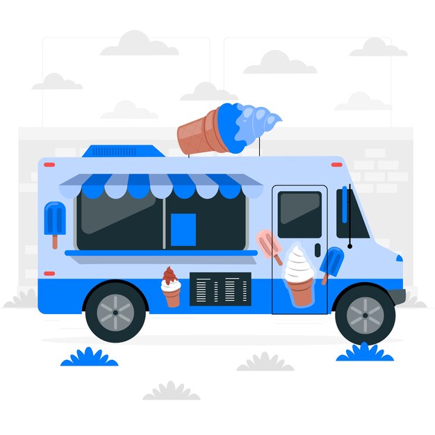 Ilustración del concepto de camión de helados