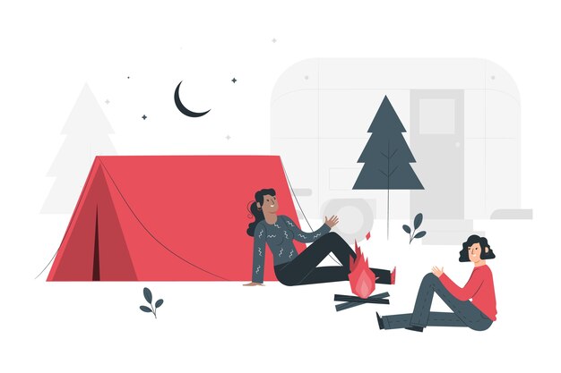 Ilustración del concepto de camping