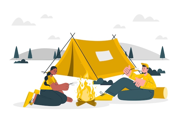 Vector gratuito ilustración del concepto de camping