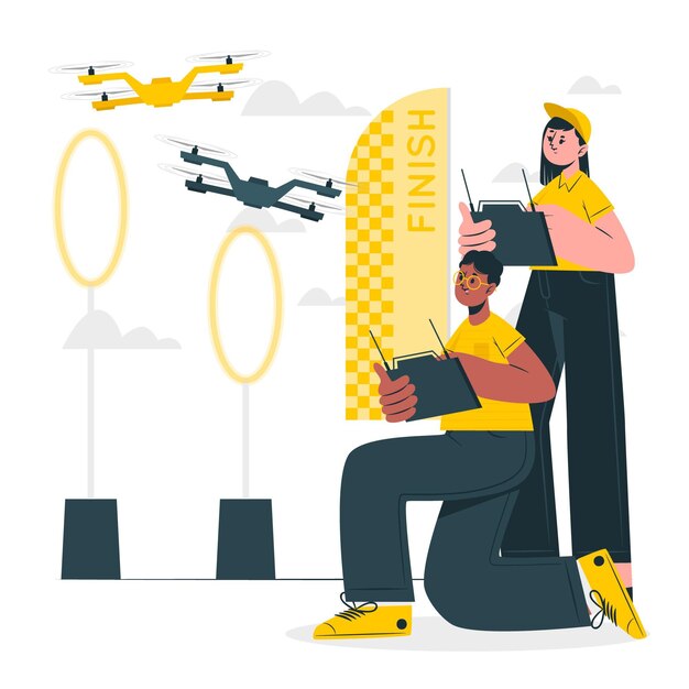 Ilustración de concepto de carrera de drones