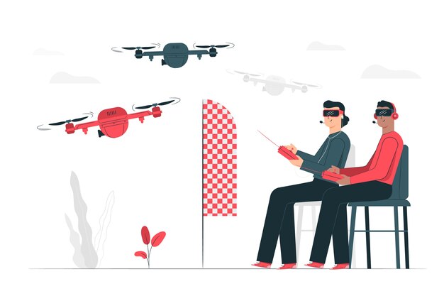 Ilustración de concepto de carrera de drones