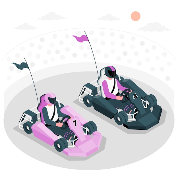 Vector gratuito ilustración del concepto de carrera de karting