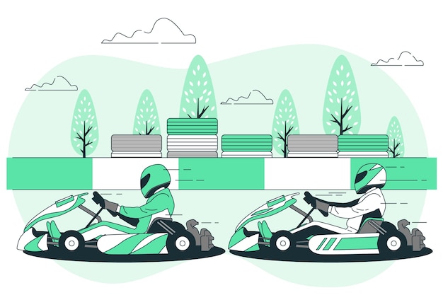 Vector gratuito ilustración del concepto de carrera de karting